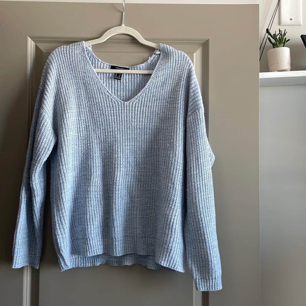 Light Blue V-Neck Sweater